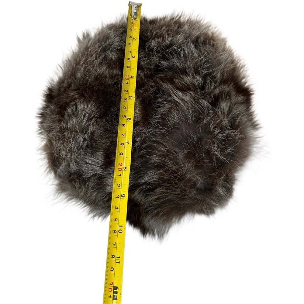 Genuine Raccoon Fur Accent Pillow – Modern Round Luxe Home Decor Black - Picture 6 of 8